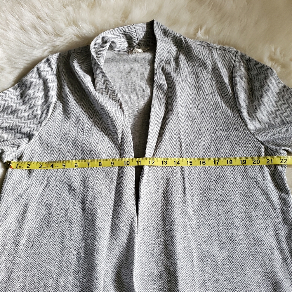 Eileen Fisher Herringbone Organic Cotton Longline Open Front Jacket Cardigan L - Picture 10 of 13